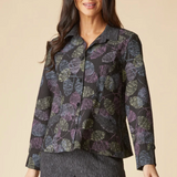 Crinkle Crepe Scattered Leaves Shirt Jacket