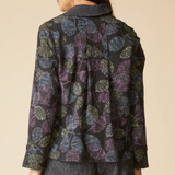 Crinkle Crepe Scattered Leaves Shirt Jacket
