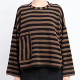 Tobacco Stripe Raglan Pocket Sweater