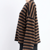 Tobacco Stripe Raglan Pocket Sweater