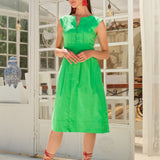 Summer Fiesta Cotton Blend Dress - Aqua