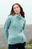 Cable Knit Side Zip Merino Wool Jacket - Mermaid
