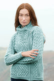 Cable Knit Side Zip Merino Wool Jacket - Mermaid