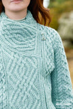 Cable Knit Side Zip Merino Wool Jacket - Mermaid