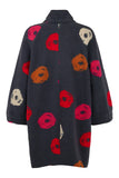 Multi Dot Print Felted Coat