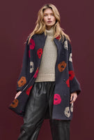Multi Dot Print Felted Coat