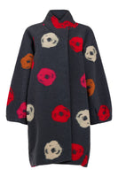 Multi Dot Print Felted Coat