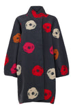 Multi Dot Print Felted Coat