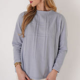 Plaid Pintuck Pullover - Powder Blue