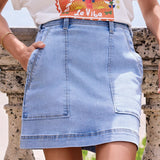 Audrey Denim Skort w/ Patch Pockets