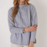 Plaid Pintuck Pullover - Powder Blue