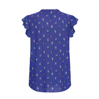 Royal Blue Sketch Ruffle Top