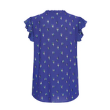 Royal Blue Sketch Ruffle Top