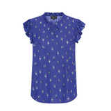 Royal Blue Sketch Ruffle Top