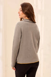 Textured Diagonal Stripe Split Neck Sweater