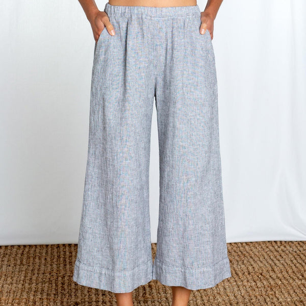 Pleated Culotte - White Crosshatch