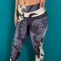 Gold eagle design on taupe legging. Largest selection of NoMiNoU Athleisure in Vancouver.