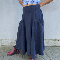 Linen Skirt w/ Pockets - Navy (Only XL Left)