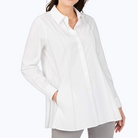 Seamed Stretch Non-Iron Tunic Shirt - White