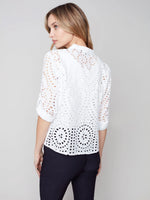 Eyelet Front Tie Cotton Blouse (Only S, L + XL Left)