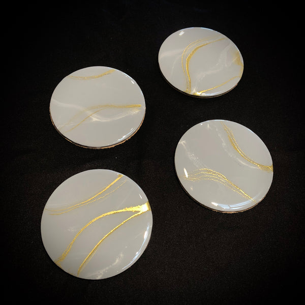 Luxe Resin Coaster - Grey/Gold