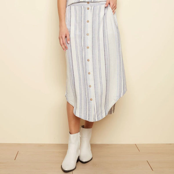 Striped Button Front Skirt (Only S + XL Left)